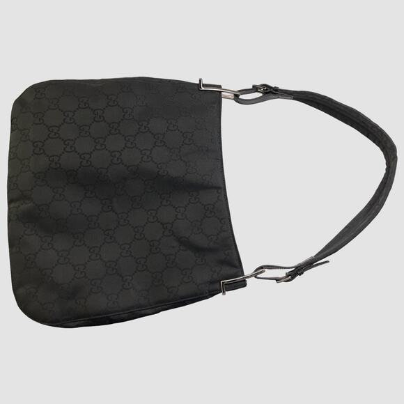 Gucci GG Jacquard Shoulder Bag Black Silver Hardware COA Leather Trim - Picture 13 of 16